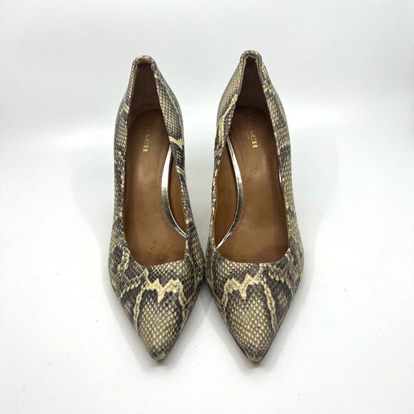 COACH Teddie Snake Print Leather Pumps Women's 8.5 US - Picture 4 of 9